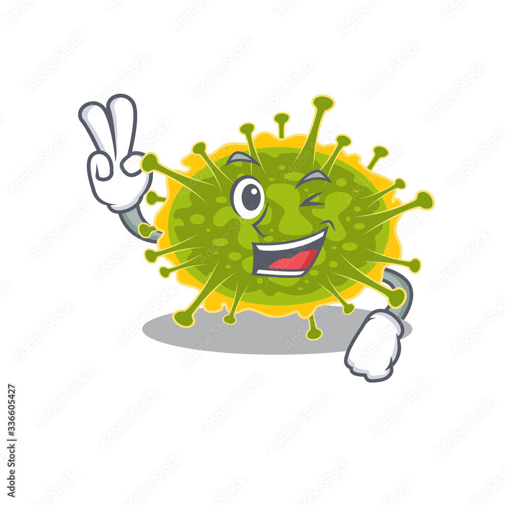 Happy insthoviricetes cartoon design concept with two fingers Happy insthoviricetes cartoon design concept with two fingers
