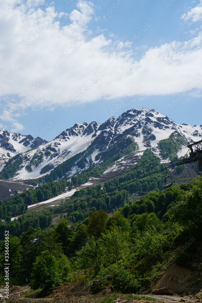 Mountain summer landscape of Russia in Sochi on Rosa Khutor