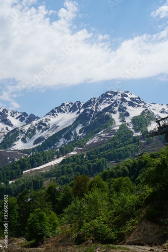 Mountain summer landscape of Russia in Sochi on Rosa Khutor