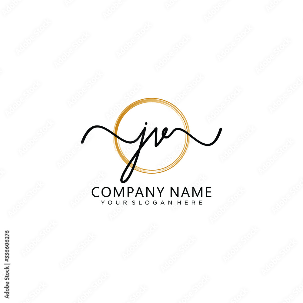 Obraz premium JV initial Handwriting logo vector templates
