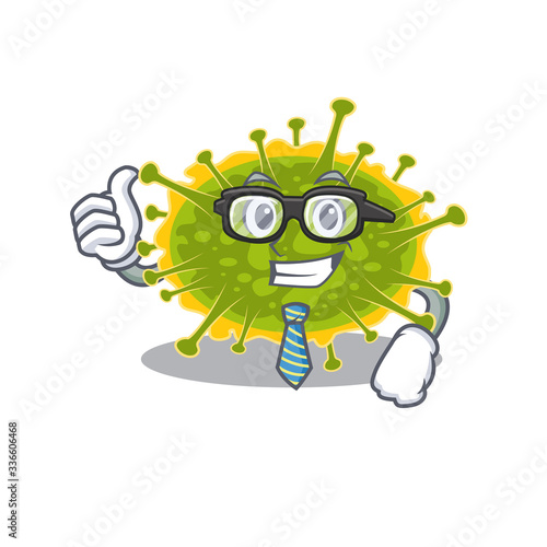 An elegant insthoviricetes Businessman mascot design wearing glasses and tie