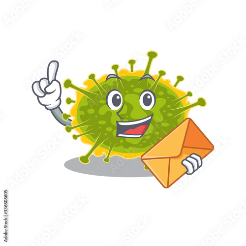 Happy insthoviricetes mascot design concept with brown envelope