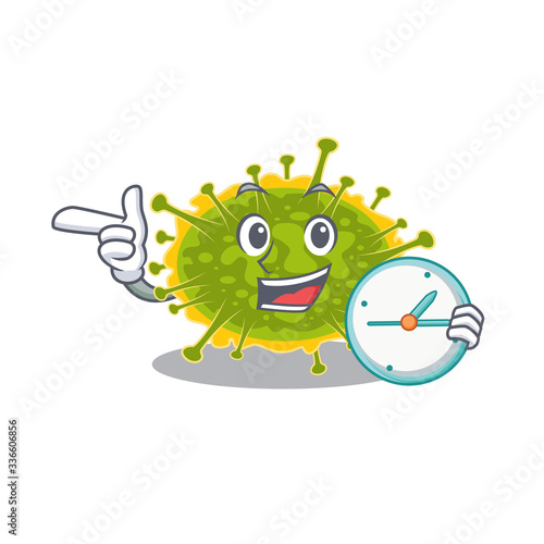 insthoviricetes mascot design concept smiling with clock