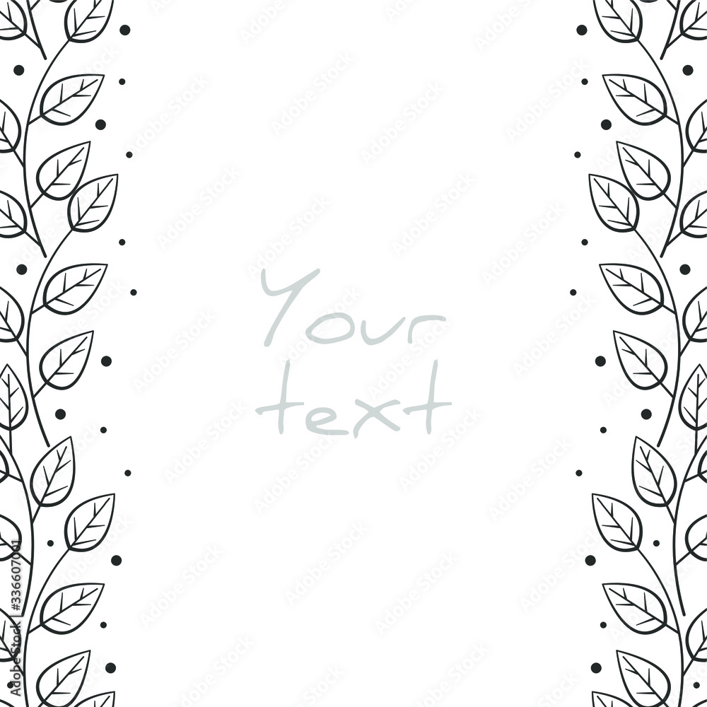 Obraz premium Abstract floral borders; vertical foliate frame for greeting cards, invitations, wedding cards, posters, banners, web design. Vector illustration.