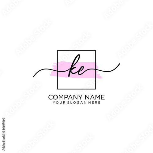 KE initial Handwriting logo vector templates