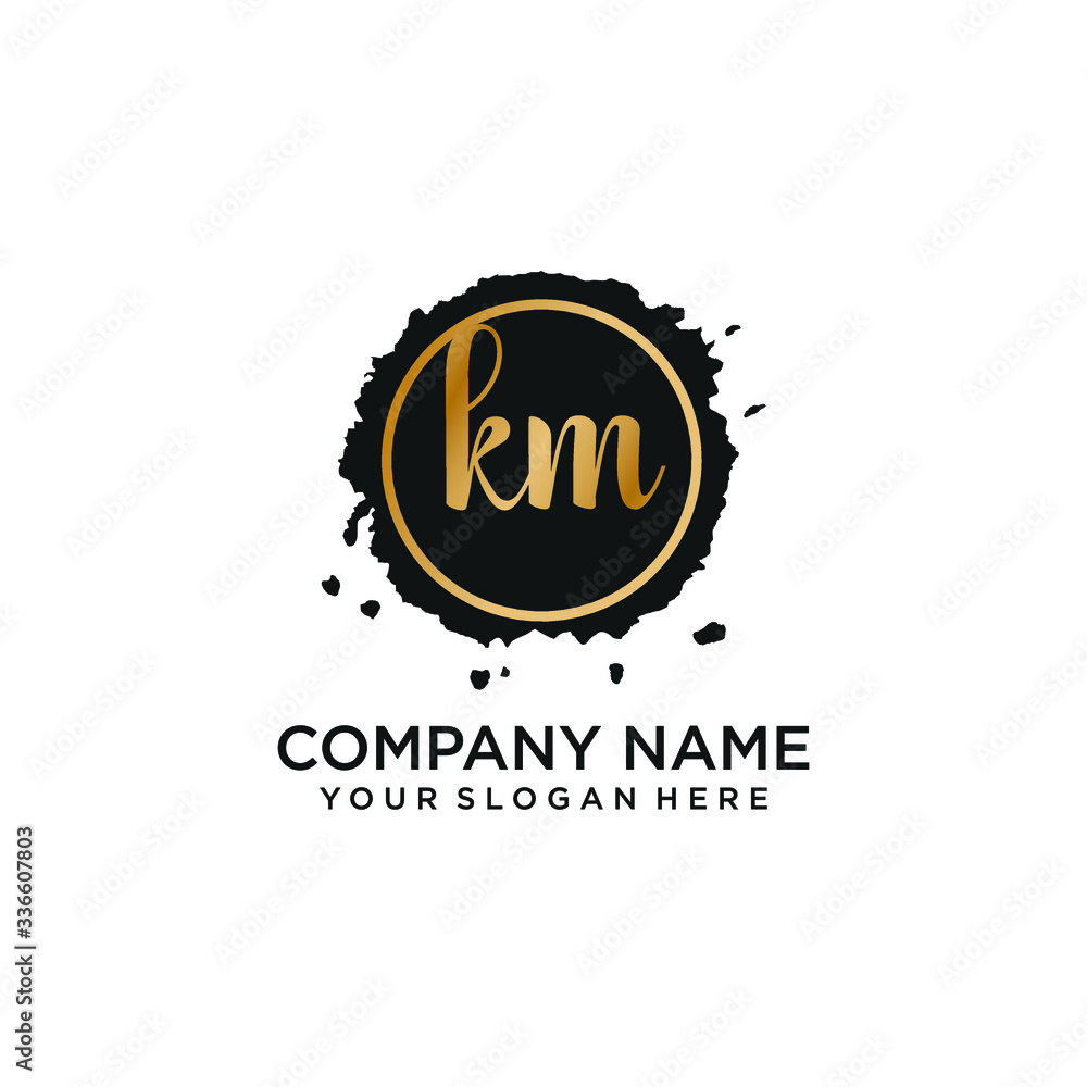 Fototapeta premium KM initial Handwriting logo vector templates
