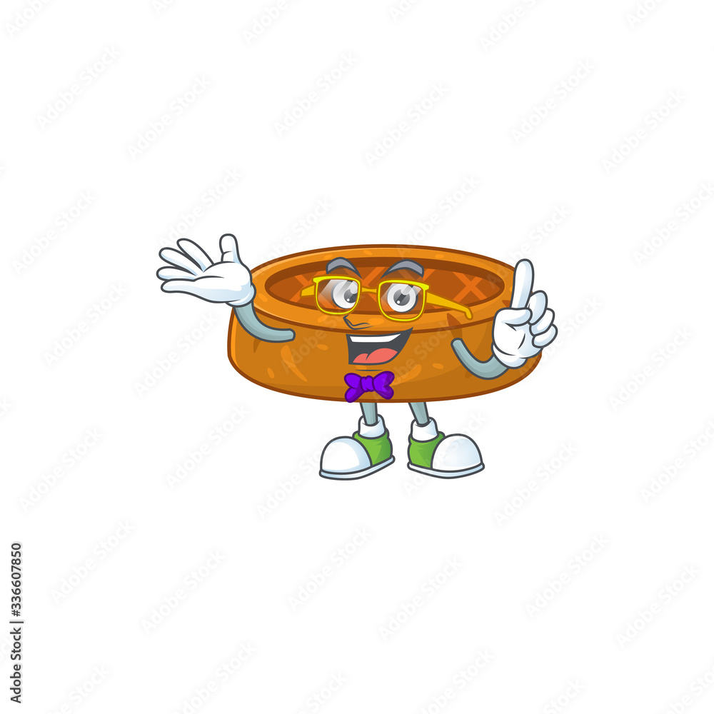 Cartoon character design of Geek peanut cookies wearing weird glasses