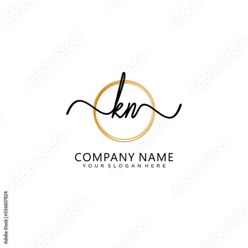 KN initial Handwriting logo vector templates