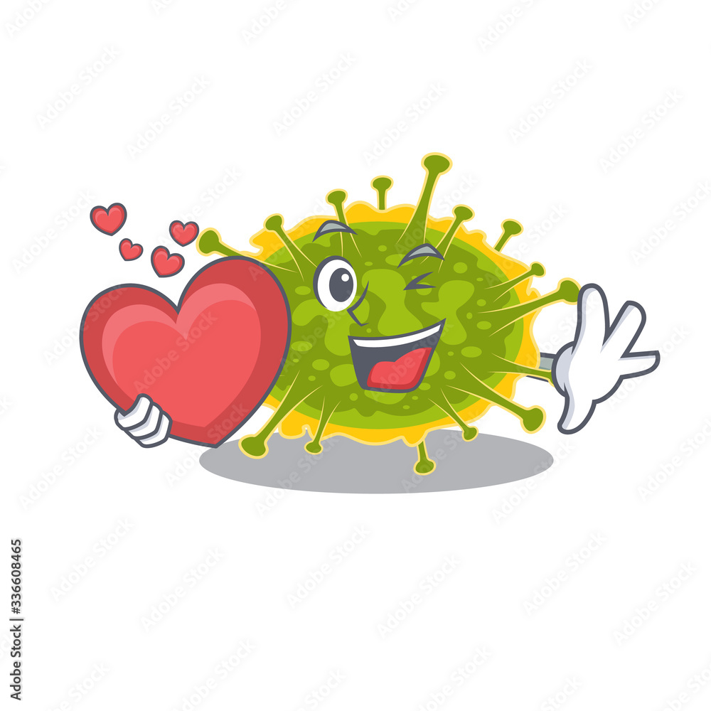 A sweet insthoviricetes cartoon character style with a heart A sweet insthoviricetes cartoon character style with a heart