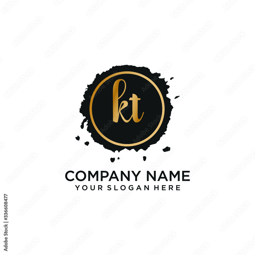 Naklejka premium KT initial Handwriting logo vector templates
