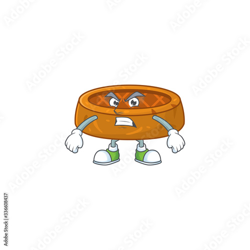 Mascot design style of peanut cookies with angry face