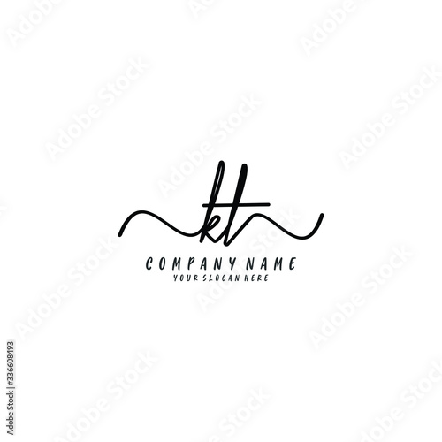 KT initial Handwriting logo vector templates