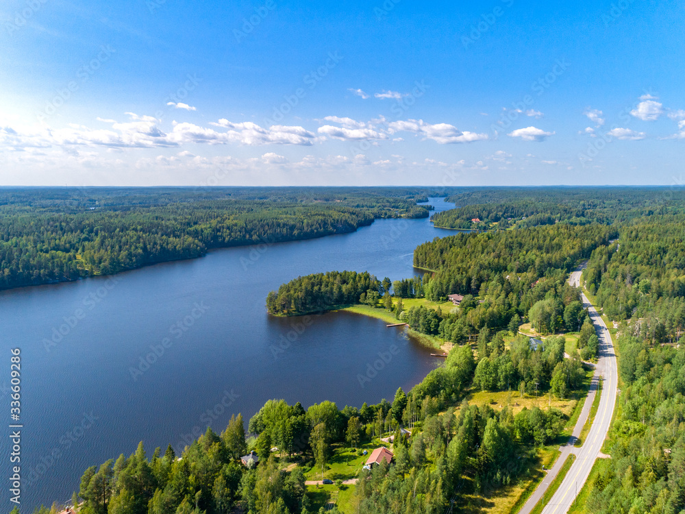 Fototapeta premium Aerial view of summer day in Finland. 