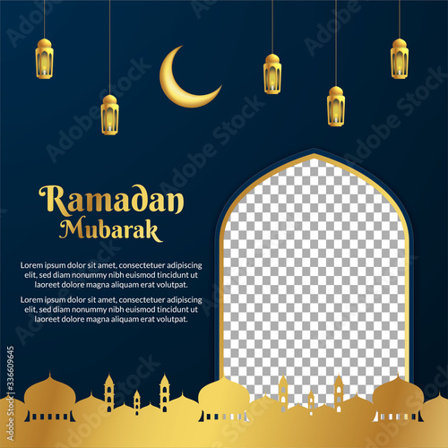 eid mubarak greeting card vector illustration template