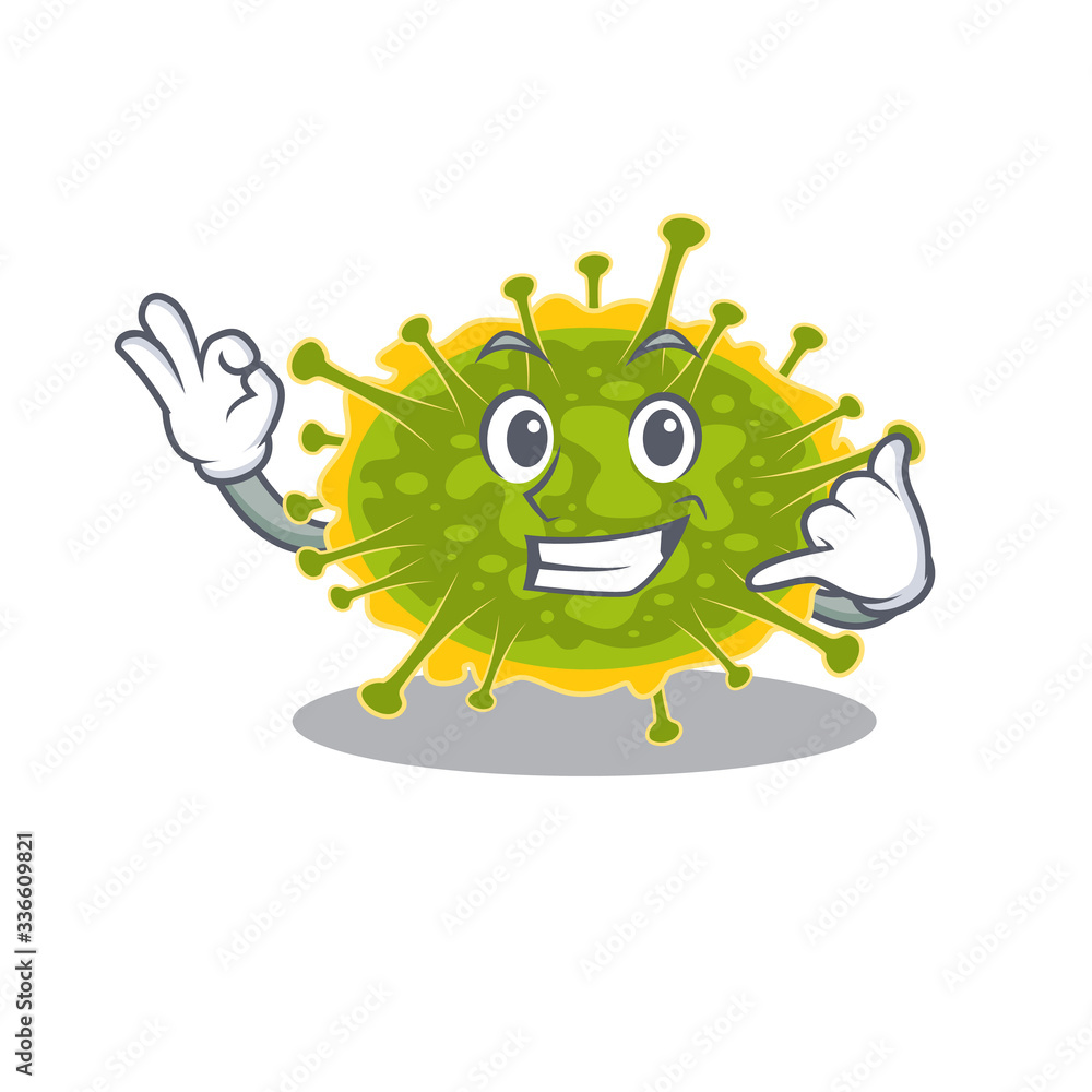 Cartoon design of insthoviricetes with call me funny gesture Cartoon design of insthoviricetes with call me funny gesture