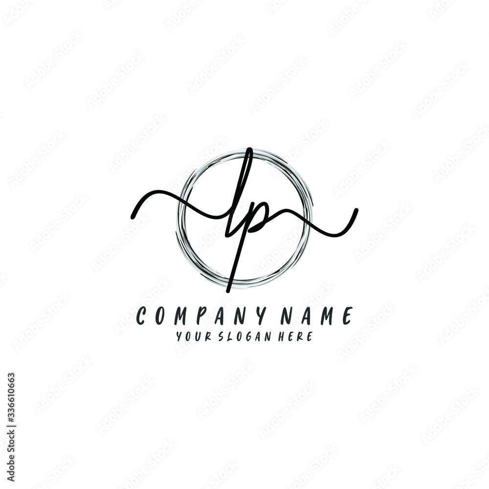 LP initial Handwriting logo vector templates
