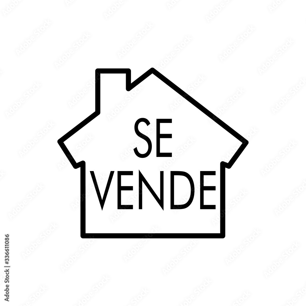 Icono plano lineal casa con texto SE VENDE en color negro
Icono plano lineal casa con texto SE VENDE en color negro