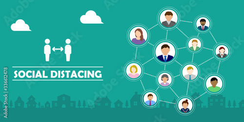 Social distancing ( Corona virus /covid-19 / flu / influenza ) vector banner illustration