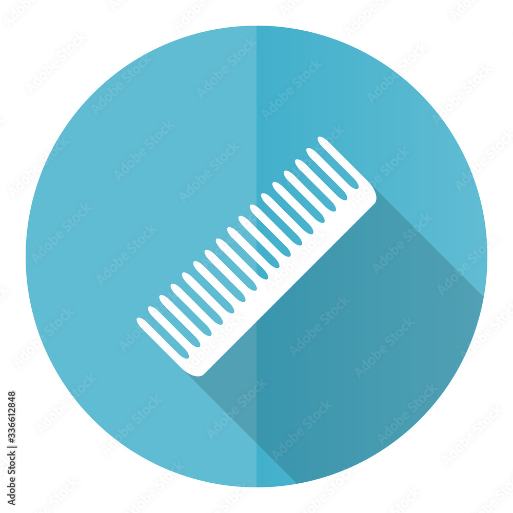 Comb blue round flat design vector icon isolated on white background, style, haircut, hair salon illustration in eps 10 Comb blue round flat design vector icon isolated on white background, style, haircut, hair salon illustration in eps 10