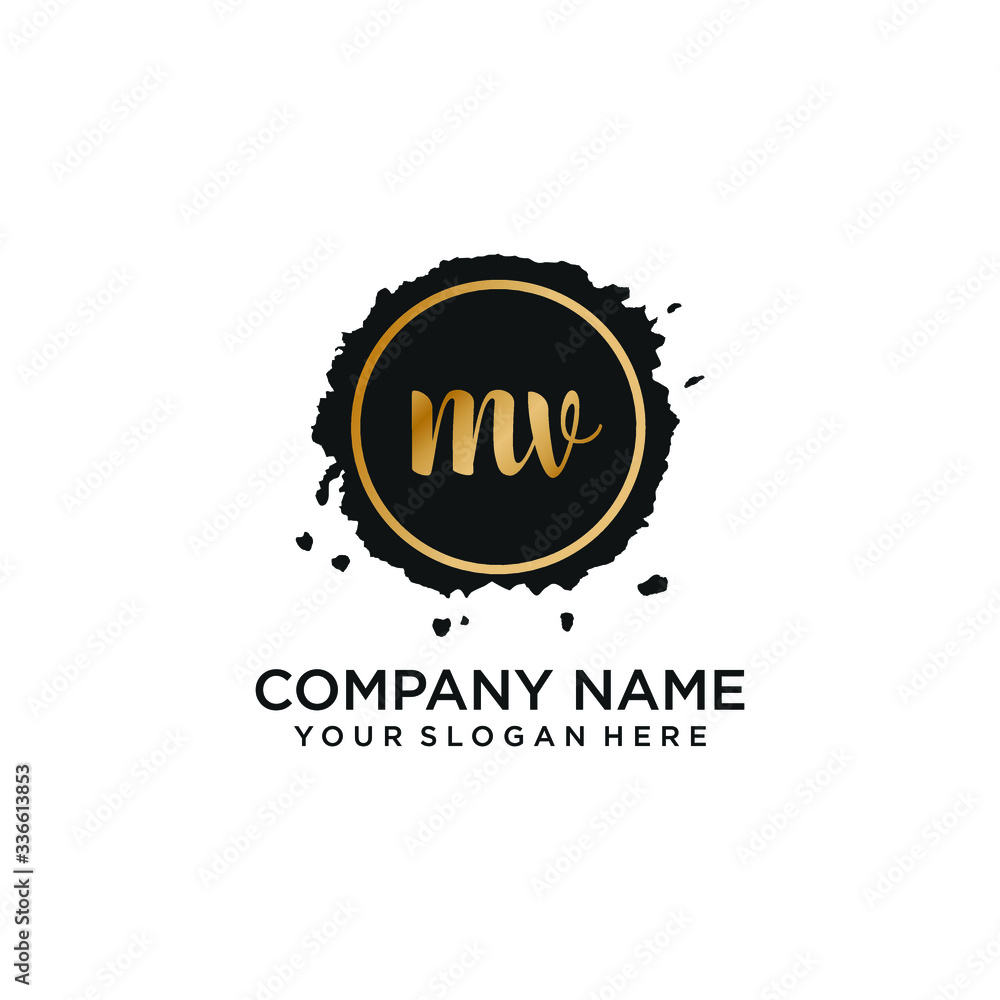 Fototapeta premium MV initial Handwriting logo vector templates