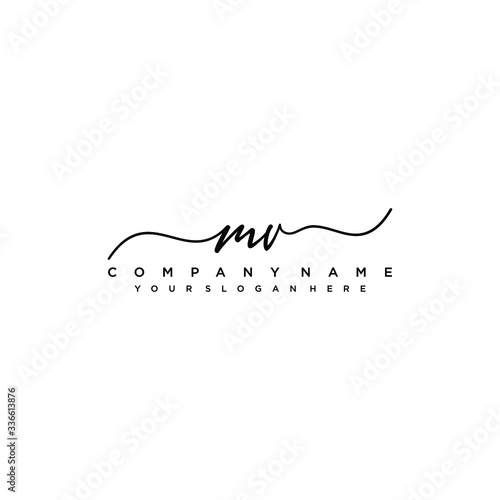 MV initial Handwriting logo vector templates