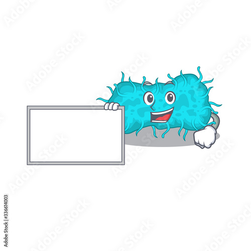 bacteria prokaryote cartoon character design style with board