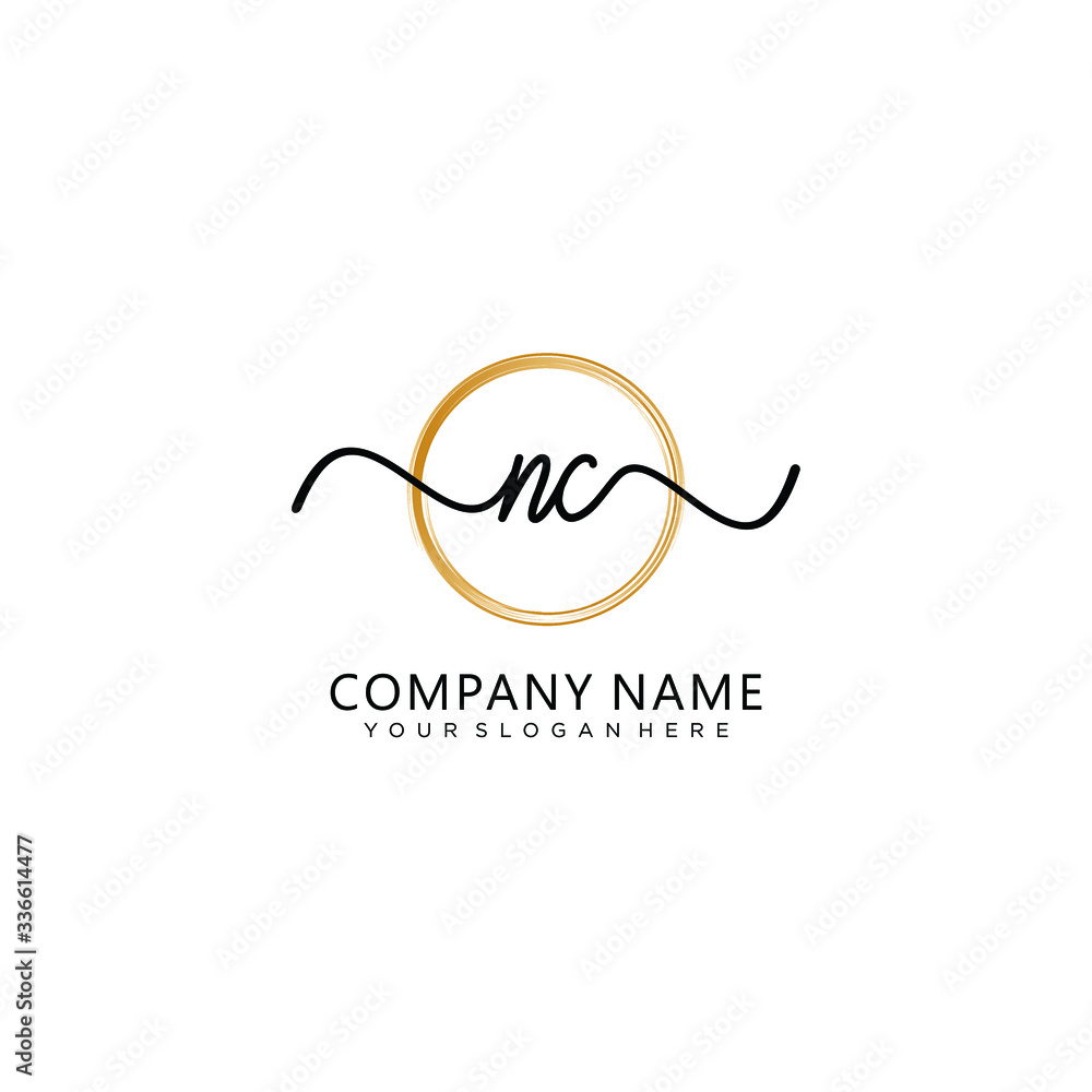 NC initial Handwriting logo vector templates