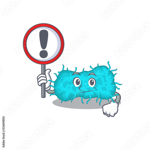 An icon of bacteria prokaryote cartoon design style with a sign board