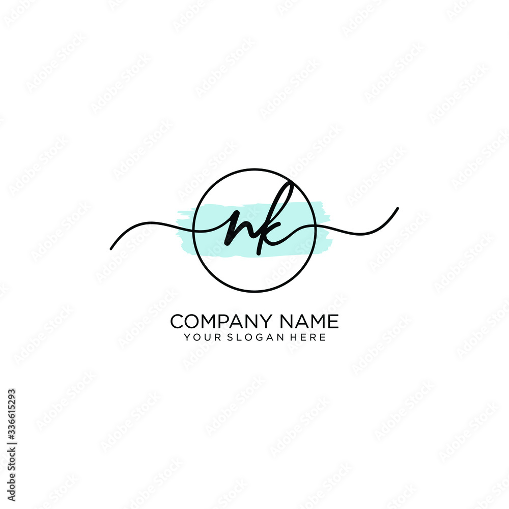 NK initial Handwriting logo vector templates