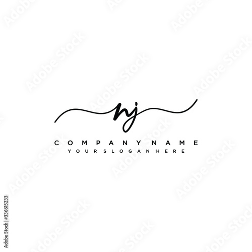NJ initial Handwriting logo vector templates
