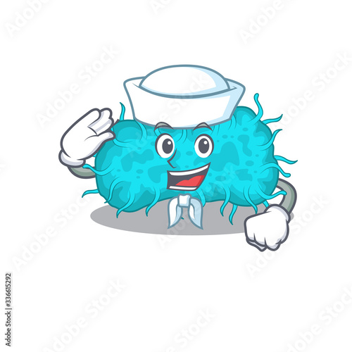 Sailor cartoon character of bacteria prokaryote with white hat