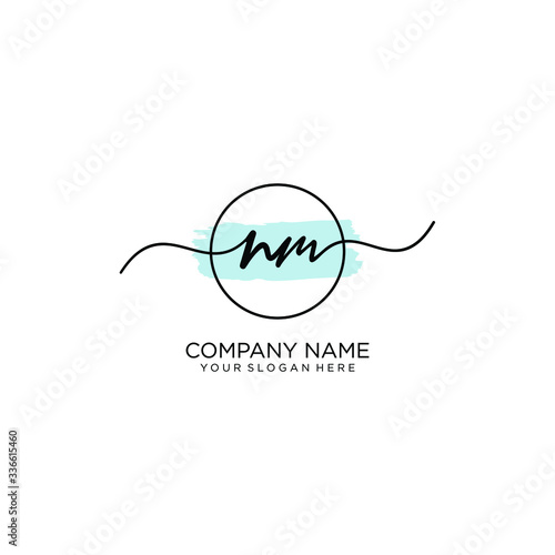 NM initial Handwriting logo vector templates