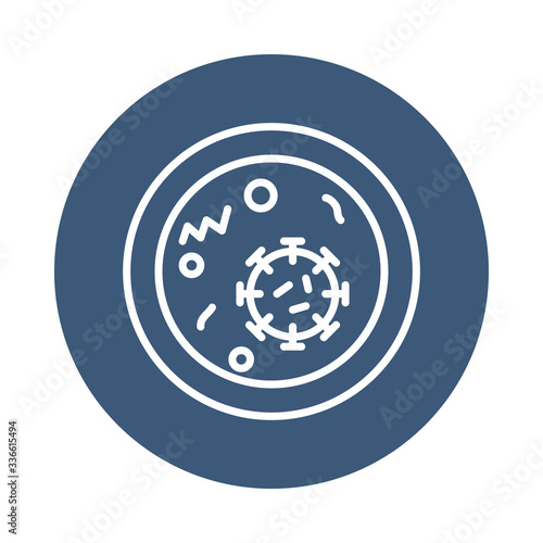 coronavirus and cell icon, block style