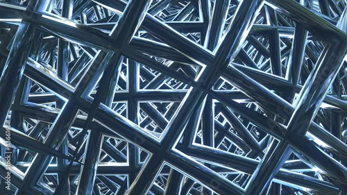 Inside the grid. Movement through a disappearing protective metal mesh.