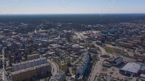 Wallpaper Mural Aerial wide angle timelapse of the traffic at a roundabout on a bright afternoon at Lubliniec, Poland Torontodigital.ca