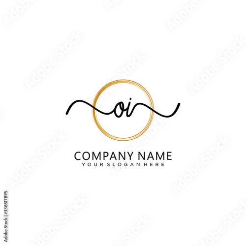 OI initial Handwriting logo vector templates
