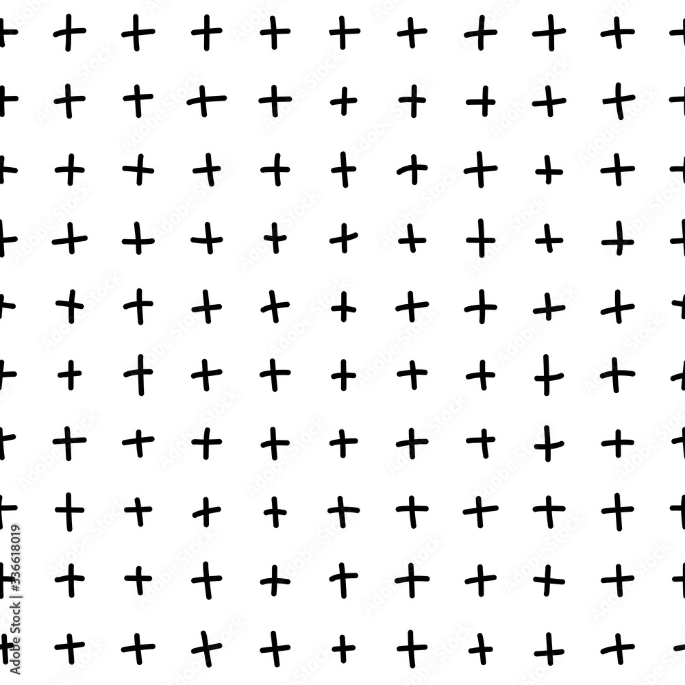 Plus sign or cross hand-drawn seamless pattern Plus sign or cross hand-drawn seamless pattern
