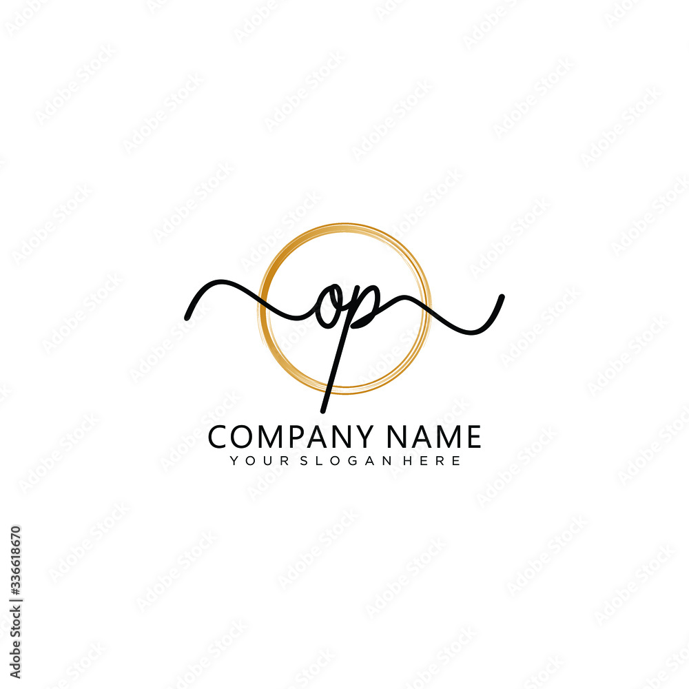 Obraz premium OP initial Handwriting logo vector templates