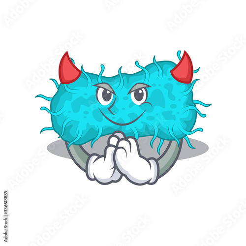 bacteria prokaryote dressed as devil cartoon character design style photo