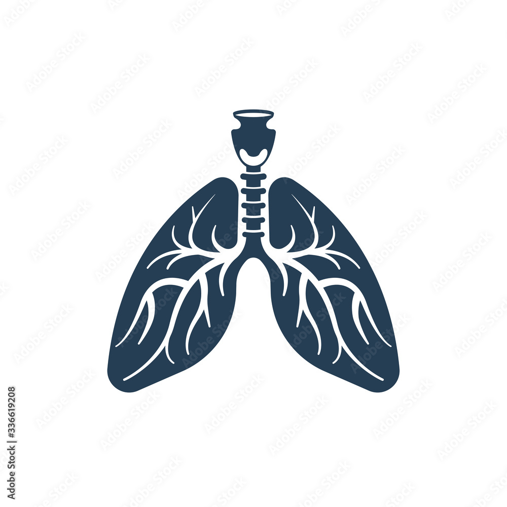 Lungs silhouette flat icon. The internal organs of man. Element anatomy ...