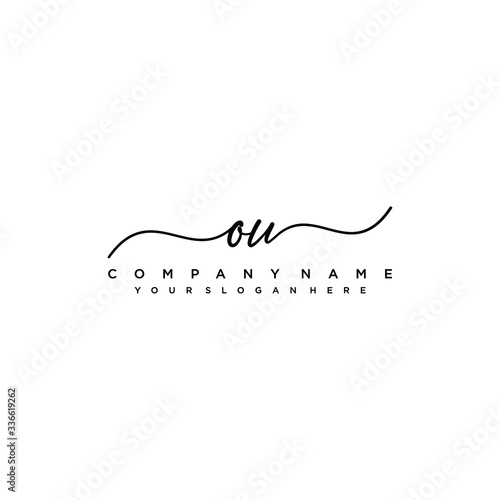 OU initial Handwriting logo vector templates