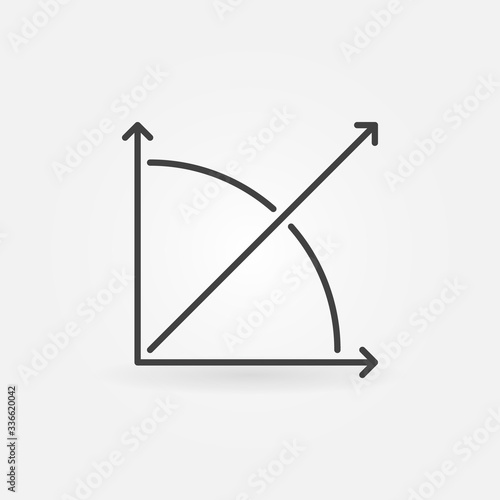 45 degrees angle outline icon - vector Geometry or Math concept line symbol