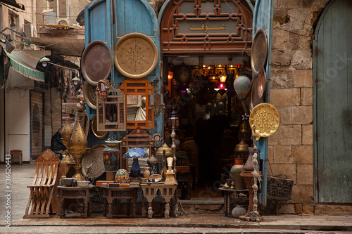 Lamp or Lantern Shop in the Khan El Khalili market in Islamic Cairo photo
