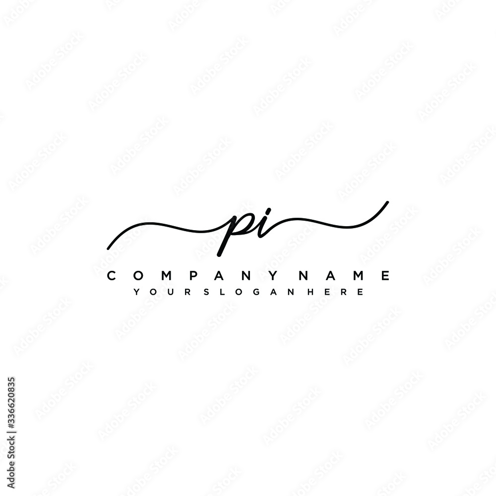PI initial Handwriting logo vector templates PI initial Handwriting logo vector templates