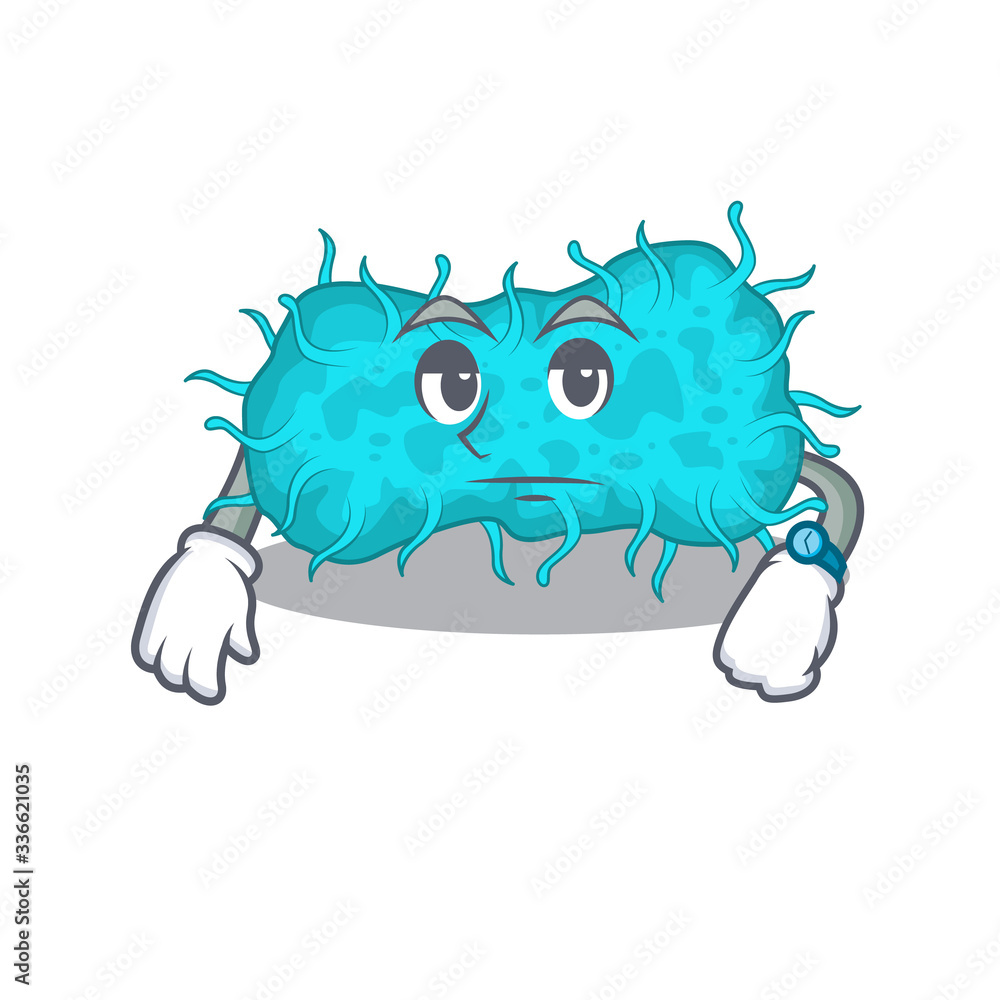 Fototapeta premium Mascot design of bacteria prokaryote showing waiting gesture