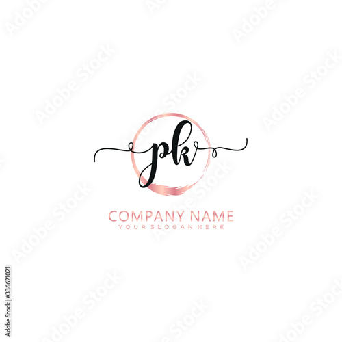 PK initial Handwriting logo vector templates