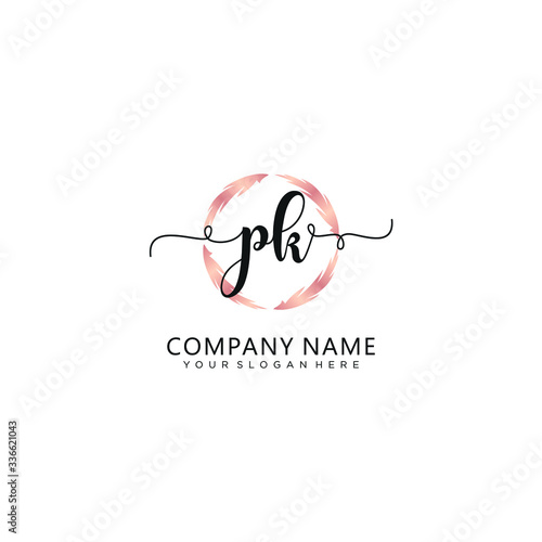 PK initial Handwriting logo vector templates