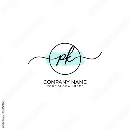 PK initial Handwriting logo vector templates