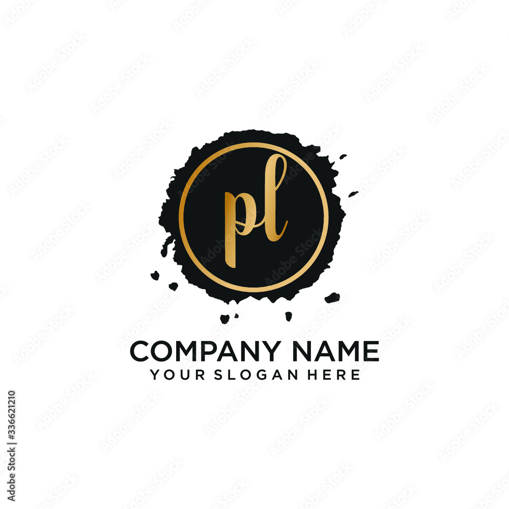 Fototapeta premium PL initial Handwriting logo vector template