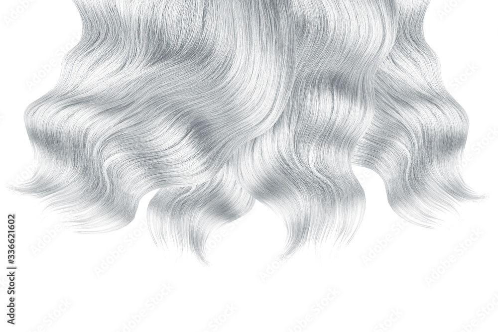 Gray hair on white, isolated